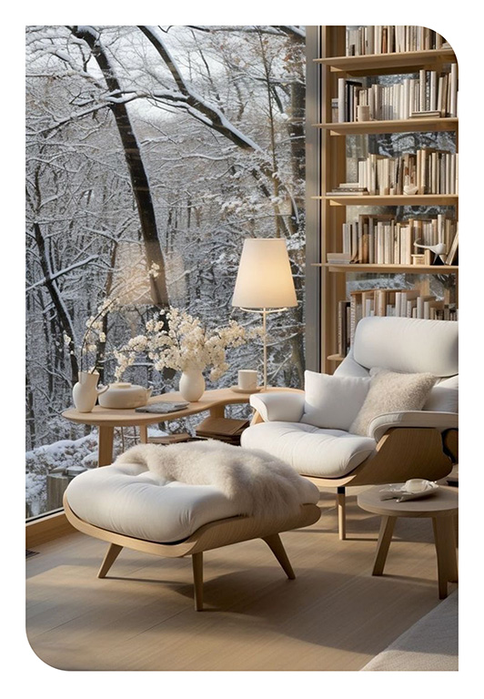 fauteuil confortable dans une maison dont l'atmosphère est sereine et reposante